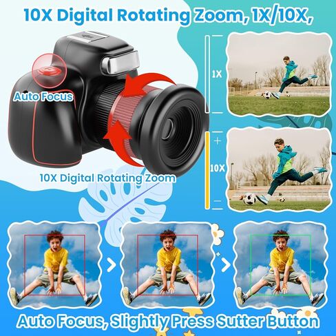Digital Camera, GREENKINDER 4K Digital Camera for Kids Video 32GB SD Card 10X 48M Digital Zoom, Compact Point and Shoot Camera, Portable Small Camera for Teens Students Boys Girls Seniors in Kuwait