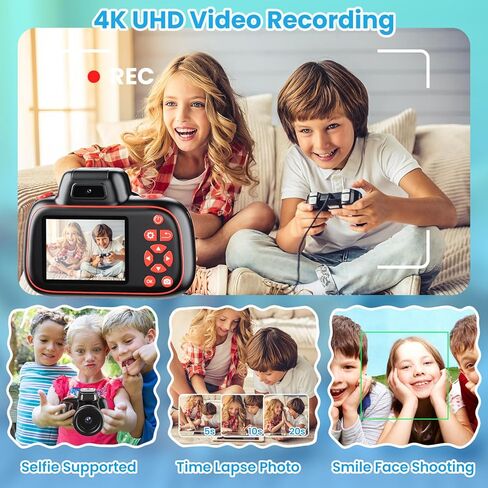 Digital Camera, GREENKINDER 4K Digital Camera for Kids Video 32GB SD Card 10X 48M Digital Zoom, Compact Point and Shoot Camera, Portable Small Camera for Teens Students Boys Girls Seniors in Kuwait