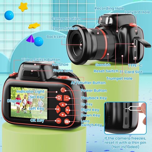 Digital Camera, GREENKINDER 4K Digital Camera for Kids Video 32GB SD Card 10X 48M Digital Zoom, Compact Point and Shoot Camera, Portable Small Camera for Teens Students Boys Girls Seniors in Kuwait