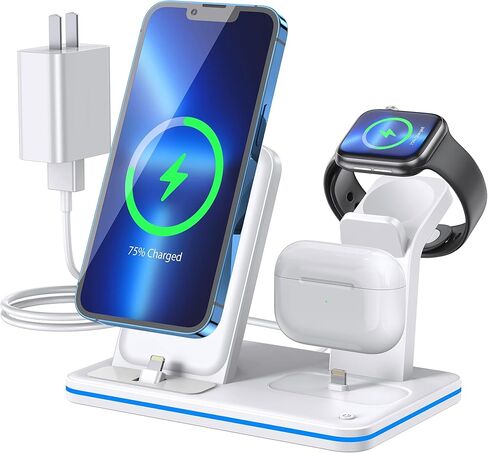 Charging Station for Apple Products, QI Fast 3 in 1 Charging Stand,Travel Charging Dock for iPhone Series,AirPods 1/2/3/Pro,Wireless Charger for iWatch Series in Kuwait