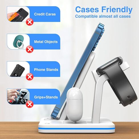 Charging Station for Apple Products, QI Fast 3 in 1 Charging Stand,Travel Charging Dock for iPhone Series,AirPods 1/2/3/Pro,Wireless Charger for iWatch Series in Kuwait