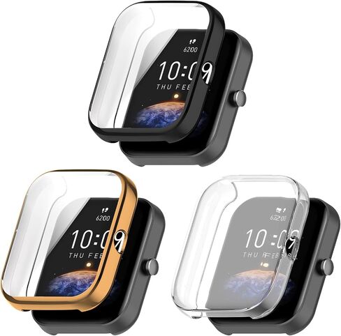 حافظة حماية للشاشة متوافقة مع Amazfit Bip 3 Pro/Bip 3 Smart Watch TPU حافظة ناعمة للغاية وواقي شاشة لـ Amazfit Bip3 Pro/Bip3 Bumper Shell (عبوتان C) in Kuwait