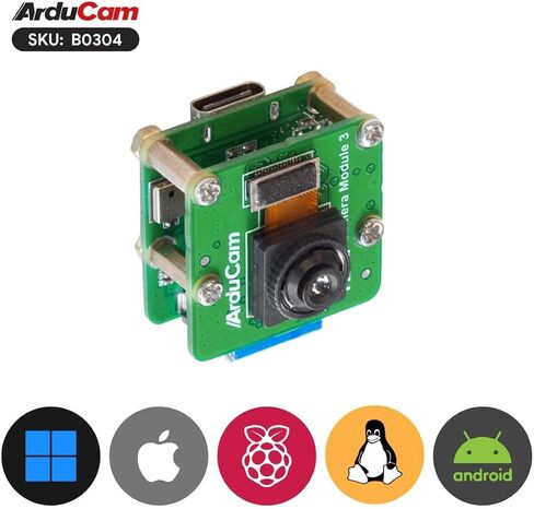 Arducam IMX708 USB Camera Module 3, 12MP UVC Camera, with 75°(D) Fixed-Focus Stock Lens, Compatible with Windows, Linux, Mac, Android in Saudi Arabia