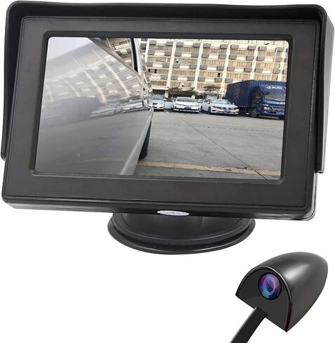 3T6B Side View Camera and 4.3" Monitor Kit, Car Door Tape Mounting Blind Spot Camera, Parking Assistance System with HD LCD Screen and Night Vision Camera for Trailers Pickup SUVs RVs in Kuwait