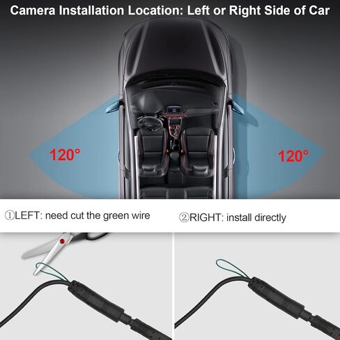 3T6B Side View Camera and 4.3" Monitor Kit, Car Door Tape Mounting Blind Spot Camera, Parking Assistance System with HD LCD Screen and Night Vision Camera for Trailers Pickup SUVs RVs in Kuwait