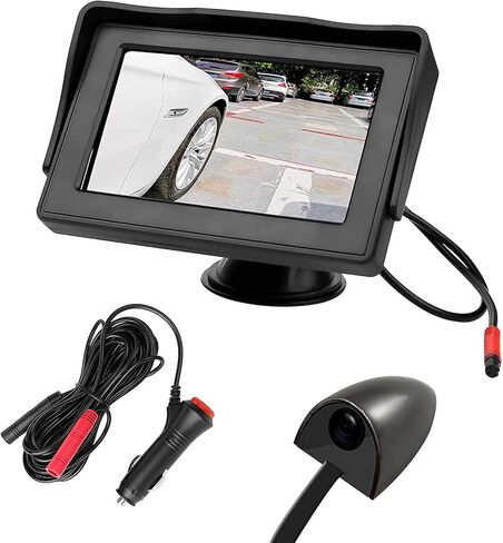 3T6B Side View Camera and 4.3" Monitor Kit, Car Door Tape Mounting Blind Spot Camera, Parking Assistance System with HD LCD Screen and Night Vision Camera for Trailers Pickup SUVs RVs in Kuwait