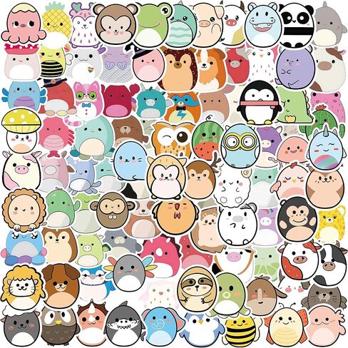 LOVELYLIFE 100 قطعة من ملصقات Squish Mellow ملصقات حيوانات لطيفة من الفينيل ملصقات مقاومة للماء للبالغين والمراهقين والأطفال والبنات والأولاد لتدوين اليوميات وقارورة ماء وزجاجة مياه وغيتار ولوح تزلج ونافذة سيارة وكمبيوتر محمول وحافظة هاتف ديكور (أبيض-حيوا in Kuwait