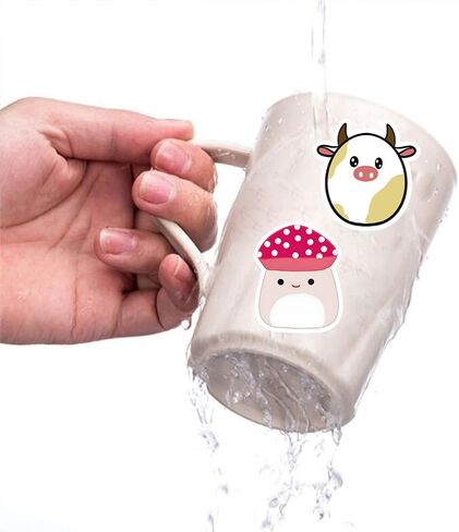 LOVELYLIFE 100 قطعة من ملصقات Squish Mellow ملصقات حيوانات لطيفة من الفينيل ملصقات مقاومة للماء للبالغين والمراهقين والأطفال والبنات والأولاد لتدوين اليوميات وقارورة ماء وزجاجة مياه وغيتار ولوح تزلج ونافذة سيارة وكمبيوتر محمول وحافظة هاتف ديكور (أبيض-حيوا in Kuwait