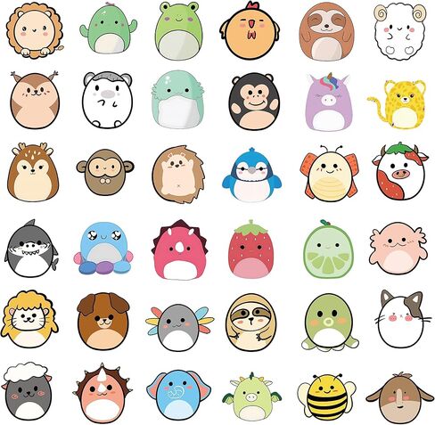 LOVELYLIFE 100 قطعة من ملصقات Squish Mellow ملصقات حيوانات لطيفة من الفينيل ملصقات مقاومة للماء للبالغين والمراهقين والأطفال والبنات والأولاد لتدوين اليوميات وقارورة ماء وزجاجة مياه وغيتار ولوح تزلج ونافذة سيارة وكمبيوتر محمول وحافظة هاتف ديكور (أبيض-حيوا in Kuwait