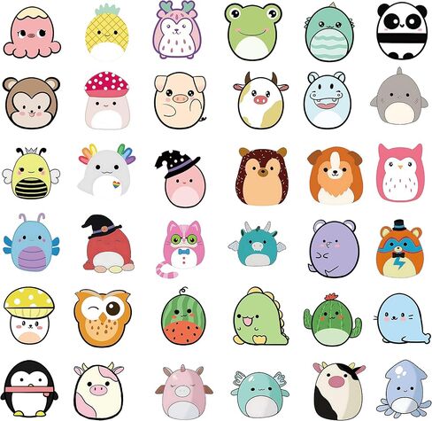 LOVELYLIFE 100 قطعة من ملصقات Squish Mellow ملصقات حيوانات لطيفة من الفينيل ملصقات مقاومة للماء للبالغين والمراهقين والأطفال والبنات والأولاد لتدوين اليوميات وقارورة ماء وزجاجة مياه وغيتار ولوح تزلج ونافذة سيارة وكمبيوتر محمول وحافظة هاتف ديكور (أبيض-حيوا in Kuwait