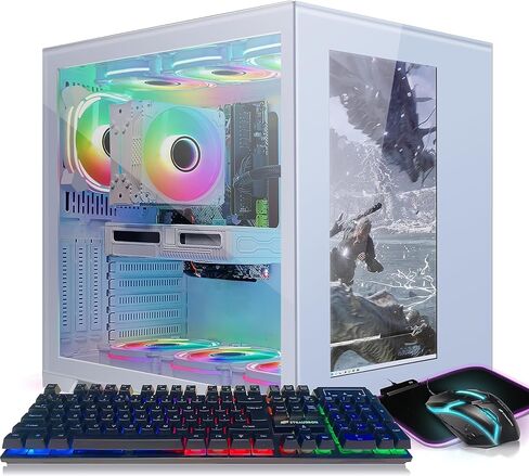 كمبيوتر سطح المكتب للألعاب STGAubron، Intel Core i7-11700KF حتى 5.0G، 32G DDR4، 2T SSD، GeForce RTX 3060 12G GDDR6،600M WiFi، BT 5.0، RGB Fan x 9، لوحة مفاتيح وماوس RGB، لوحة ماوس RGB، W11H64، Windows 11 Home in Kuwait