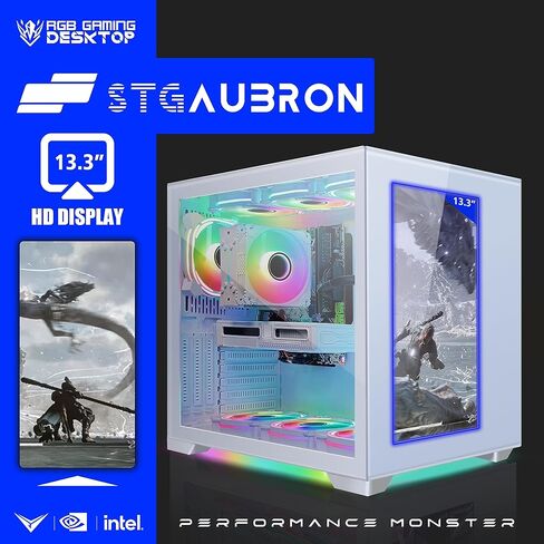 كمبيوتر سطح المكتب للألعاب STGAubron، Intel Core i7-11700KF حتى 5.0G، 32G DDR4، 2T SSD، GeForce RTX 3060 12G GDDR6،600M WiFi، BT 5.0، RGB Fan x 9، لوحة مفاتيح وماوس RGB، لوحة ماوس RGB، W11H64، Windows 11 Home in Kuwait