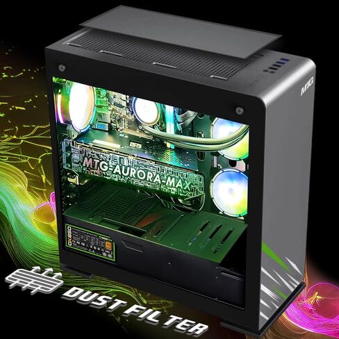 كمبيوتر MTG Aurora Max Gaming Tower PC- Intel i7 الجيل الرابع، RTX 4060 8GB DDR6، 16GB ARGB RAM، 256GB Nvme + 2TB HDD، ماوس لوحة مفاتيح RGB، مكبر صوت، تبريد سائل، كاميرا ويب، Win 10 Pro in Kuwait