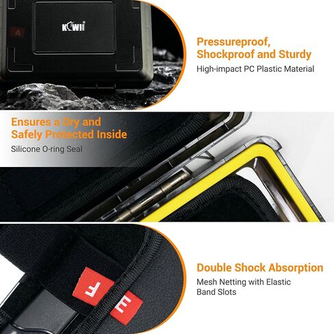 JJC Hard Flash Drive SD Card Case Holder for 12 USB Type A/C & 24 SD Cards | Water-Resistant & Shockproof Thumb Drive Storage Case, Double-sided Flap & Elastic Slots Design, with Carabiner & Sticker in Saudi Arabia