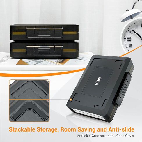 JJC Hard Flash Drive SD Card Case Holder for 12 USB Type A/C & 24 SD Cards | Water-Resistant & Shockproof Thumb Drive Storage Case, Double-sided Flap & Elastic Slots Design, with Carabiner & Sticker in Saudi Arabia