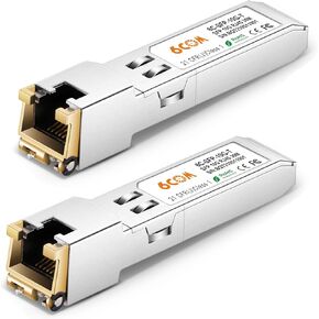 6COM 2Pack 1.25G/2.5G/5G/10GBase-T SFP+ Transceiver, 10G SFP+ to RJ45 Copper Module, Compatible for Cisco SFP-10G-T-S, Ubiquiti UF-RJ45-10G, Fortinet, Netgear,Mikrotik, TP-Link(CAT.6a/7, 30m/98.4ft)