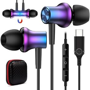 COOYA USB C Headphone Type C Wired Earbuds for iPhone 15 Pro Max iPad Mini 6 Magnetic Noise Isolation in-Ear Headset + Mic for Samsung Galaxy S23 FE S22 Ultra S21 S20 A54 Flip5 4 A53 Pixel 8 7 Oneplus in Kuwait