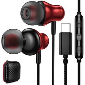 سماعات أذن USB C ميكروفون لهاتف iPhone 15 Pro Max Samsung Galaxy S23 FE S22 Z Flip 5 Fold 4، سماعات أذن سلكية من النوع C في سماعة الأذن لـ Google Pixel 8 7 7A 6 6A OnePlus 11 Moto Razr 40 Ultra Red in Kuwait