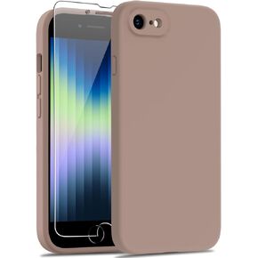 Goodon for iPhone SE Case 2022 3rd/SE 2020 2nd gen - iPhone 8/7 case with Screen Protector - Camera Cover - Liquid Silicone Shockproof Protective Phone Case 4.7" for Men Women Girls - Black