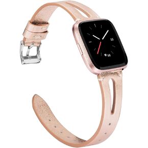 TOYOUTHS Leather Strap Compatible with Fitbit Versa/Versa 2/Versa Lite Bands for Women Men Genuine Leather Breathable Sport Wristbands with Ventilated Hole Replacement for Versa 2 Special Edition