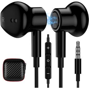 TITACUTE 3.5mm Earbuds Noise Canceling Headphones with Microphone Magnetic in-Ear Wired 3.5mm Jack Earphone for Moto G Power Pure Google Pixel 4a 3a 5a Samsung S10 S10e S9 A03s A52 A14 A12 A13 Black