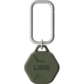 URBAN ARMOR GEAR UAG Designed for AirTag Case Scout Rugged Anti-Scratch Lightweight Silicone Protective Cover Holder with Carabiner Attachment for Keys, Pets, Backpacks - Olive
