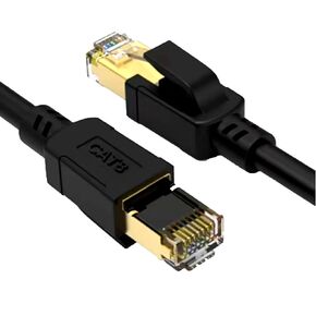 كابل شبكة الإنترنت المحلية Kaisiyuanlin Cat8 Ethernet لكابلات RJ45 عالية السرعة 2000 ميجا هرتز 40 جيجابت في الثانية للألعاب وXbox وPS4 وأجهزة المودم وأجهزة التوجيه - متوافق مع شبكات Cat7/Cat6e/Cat5e - أسود (CAT8-6FT) in Kuwait