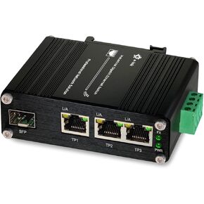 Throncom Industrial Gigabit 4 Ports Ethernet Switch Hardened 10/100/1000Mbps Fiber Switch with 100/1000M Adaptive SFP Slot Din Rail /Wall Mount Unmanaged Network Switch 12-48V DC 5-Port Switch