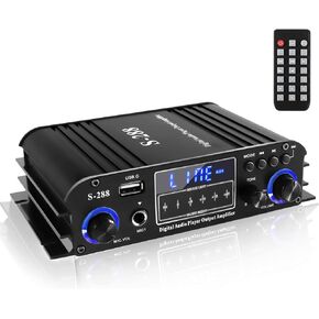 Romicta 4 Channel Bluetooth 5.0 Home Audio Amplifier, 50Wx4, Max 1200W HiFi Stereo Power Amplifier USB, SD, FM Class D Speaker Amp for Home Theater Karaoke, with Power Adapter & Remote Control