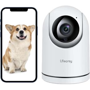 Lifoarey 1080P كاميرا WiFi داخلية، كاميرا للحيوانات الأليفة مع تتبع الحركة للكلاب أو القطط، كاميرا أمان داخلية مع صوت ثنائي الاتجاه، رؤية ليلية بالأشعة تحت الحمراء - كاميرا WiFi 2.4 جيجا هرتز مع تطبيق الهاتف in Kuwait