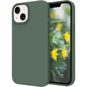حافظة DOMAVER لهاتف iPhone 13 مصنوعة من السيليكون الناعم وبطانة من الألياف الدقيقة والمطاط وغطاء واقٍ لهاتف iPhone 13 - وردي فاقع