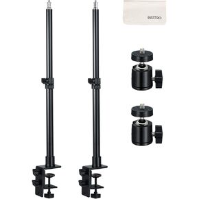 حامل إضاءة يوضع على الطاولة من INSSTRO مع رأس كروي ثلاثي القوائم (قطعتان)، حامل مكتب قابل للتعديل مقاس 13.3 - 22.8 سم مع برغي 1/4 بوصة لإضاءة حلقة LED، حامل مصباح سطح المكتب للمكياج، يوتيوب، عرض مباشر in Kuwait