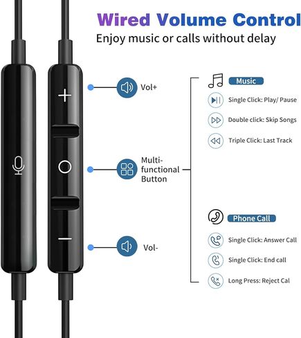 COOYA USB C Headphone Type C Wired Earbuds for iPhone 15 Pro Max iPad Mini 6 Magnetic Noise Isolation in-Ear Headset + Mic for Samsung Galaxy S23 FE S22 Ultra S21 S20 A54 Flip5 4 A53 Pixel 8 7 Oneplus in Kuwait