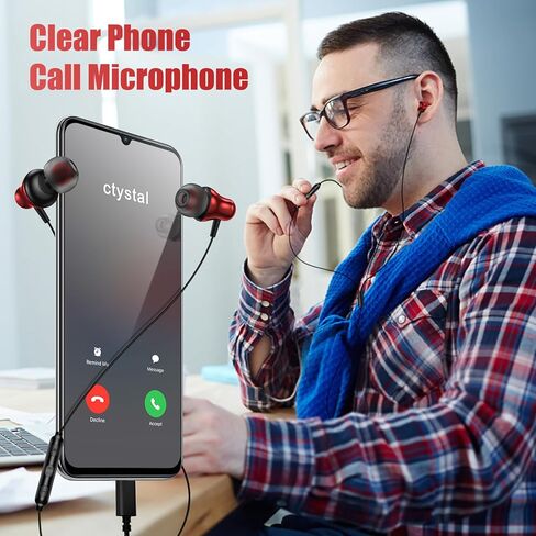 سماعات أذن USB C ميكروفون لهاتف iPhone 15 Pro Max Samsung Galaxy S23 FE S22 Z Flip 5 Fold 4، سماعات أذن سلكية من النوع C في سماعة الأذن لـ Google Pixel 8 7 7A 6 6A OnePlus 11 Moto Razr 40 Ultra Red in Kuwait