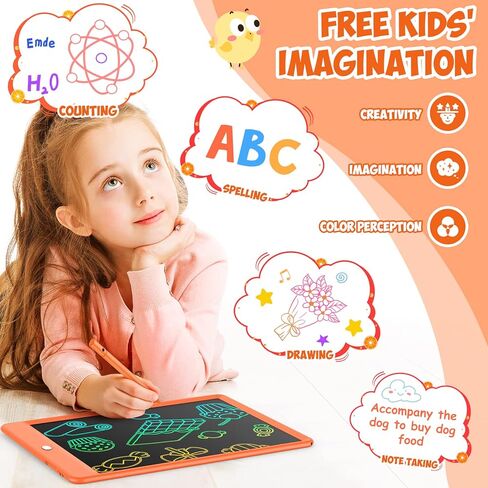 تابلت كتابة إل سي دي للأطفال، لوحة رسم ملونة مقاس 10 بوصة، ألعاب تعليمية وتعليمية لأعمار 3 4 5 6 7 8 سنوات من البنات والأولاد وأعياد ميلادهم، برتقالي in Kuwait