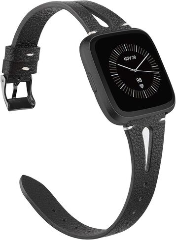 TOYOUTHS Leather Strap Compatible with Fitbit Versa/Versa 2/Versa Lite Bands for Women Men Genuine Leather Breathable Sport Wristbands with Ventilated Hole Replacement for Versa 2 Special Edition in Kuwait