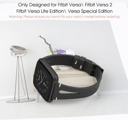 TOYOUTHS Leather Strap Compatible with Fitbit Versa/Versa 2/Versa Lite Bands for Women Men Genuine Leather Breathable Sport Wristbands with Ventilated Hole Replacement for Versa 2 Special Edition in Kuwait