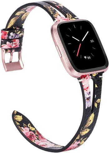 TOYOUTHS Leather Strap Compatible with Fitbit Versa/Versa 2/Versa Lite Bands for Women Men Genuine Leather Breathable Sport Wristbands with Ventilated Hole Replacement for Versa 2 Special Edition in Kuwait