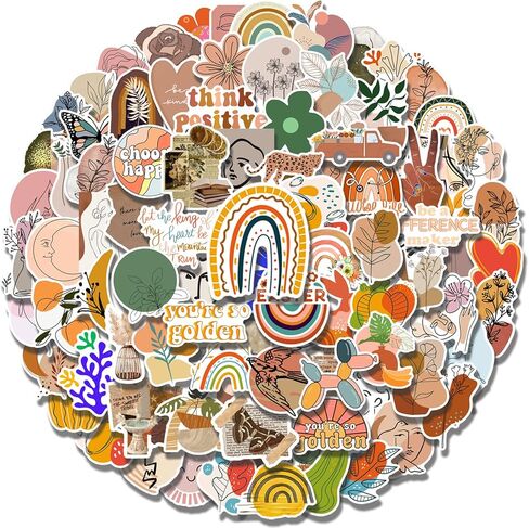 100 قطعة من ملصقات بوهو الحد الأدنى مجردة خط الفن ديكور لزجاجة المياه، الكمبيوتر المحمول، الهاتف، ملصقات التزلج للمراهقات الفتيات والأطفال والنساء in Kuwait