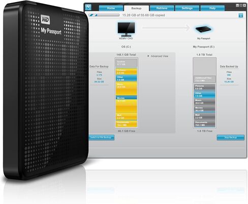محرك الأقراص الصلبة الخارجي المحمول ويسترن ديجيتال ماي باسبورت سعة 1 تيرابايت ومنفذ USB 3.0 باللون الأزرق (WDBBEP0010BBL-NESN) in Kuwait