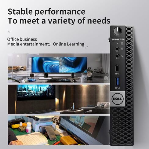 Dell Mini PC OptiPlex 7050 أجهزة كمبيوتر صغيرة، Intel i7-6700T 2.8 جيجا هرتز، 32 جيجا DDR4 رام جديد 512 جيجا M.2 NVMe SSD، AX200 مدمج WiFi 6 Bluetooth 5.2، HDMI، سطح المكتب المجدد، Windows 10 Pro (متجدد) in Kuwait