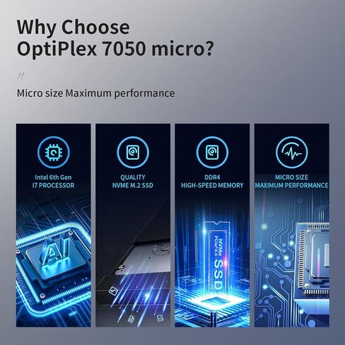 Dell Mini PC OptiPlex 7050 أجهزة كمبيوتر صغيرة، Intel i7-6700T 2.8 جيجا هرتز، 32 جيجا DDR4 رام جديد 512 جيجا M.2 NVMe SSD، AX200 مدمج WiFi 6 Bluetooth 5.2، HDMI، سطح المكتب المجدد، Windows 10 Pro (متجدد) in Kuwait