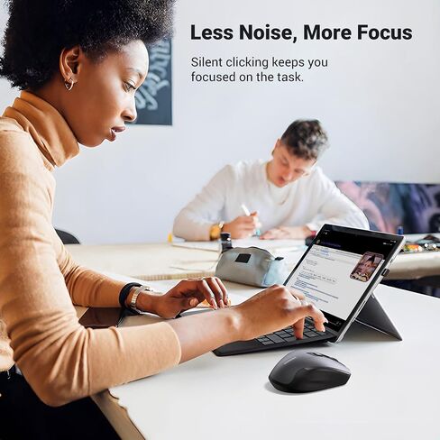 يوجرين ماوس 2.4G USB لاسلكي مريح، تصميم محمول بدون ضوضاء للابتوب والتابلت مع 5 مستويات DPI، قابل للتعديل بسرعة تمرير فائقة متوافق مع اجهزة الكمبيوتر اتش بي ولينوفو وماك بوك واسوس وديل - لون اسود in Saudi Arabia