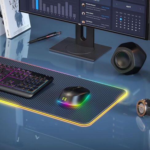 ماوس سيندا USB C لاسلكي لجهاز MacBook، محرك ماوس 2 في 1، قابل لإعادة الشحن مع قوس قزح LED، جهاز محرك ماوس غير قابل للاكتشاف لجهاز MacBook Pro/Air وWindows Laptop - أسود in Saudi Arabia