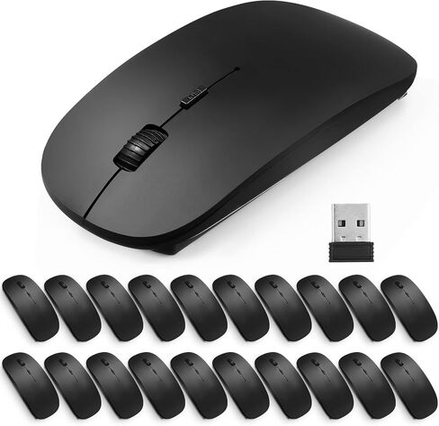 Fabbay 20 حزمة ماوس لاسلكي لأجهزة الكمبيوتر المحمول 2.4G ماوس كمبيوتر لاسلكي نحيف مع جهاز استقبال USB 1600 نقطة في البوصة ماوس ضوئي لاسلكي ماوس لاسلكي متوافق مع نظام التشغيل Windows، والكمبيوتر الشخصي، والكمبيوتر المحمول (أسود) in Kuwait