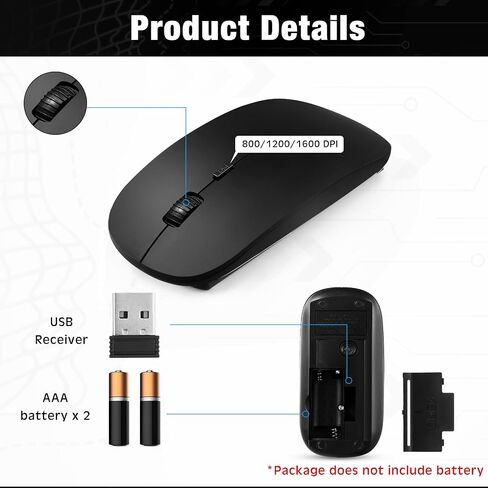 Fabbay 20 حزمة ماوس لاسلكي لأجهزة الكمبيوتر المحمول 2.4G ماوس كمبيوتر لاسلكي نحيف مع جهاز استقبال USB 1600 نقطة في البوصة ماوس ضوئي لاسلكي ماوس لاسلكي متوافق مع نظام التشغيل Windows، والكمبيوتر الشخصي، والكمبيوتر المحمول (أسود) in Kuwait