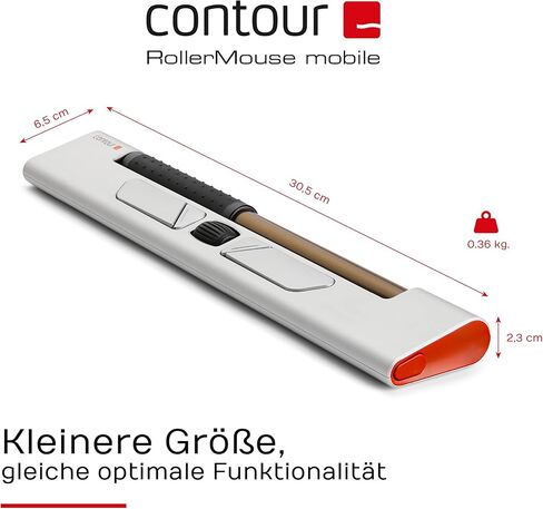 Contour Design RollerMouse Mobile - ماوس لاسلكي مريح - ماوس بلوتوث لاستخدام الكمبيوتر المحمول - ماوس كمبيوتر يمكن استخدامه بكلتا اليدين للسفر - متوافق مع أجهزة Mac والكمبيوتر الشخصي - (12 بوصة، 0.6 رطل) in Kuwait
