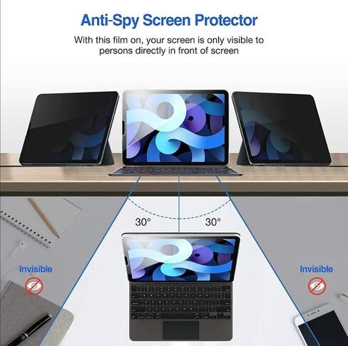 واقي شاشة الخصوصية XINDERS متوافق مع iPad Air الجيل الرابع/الخامس 10.9 بوصة (2022/2020)، iPad Pro 11 بوصة جميع الموديلات (2022/2021/2020/2018)، مع iPad Air 4/Air 5، عبوة واحدة in Kuwait