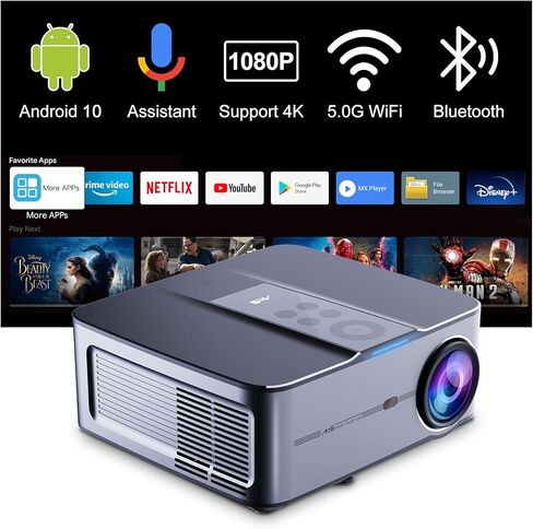 Smart Projector 5G WiFi Bluetooth, Artlii Play3 Outdoor Movie Projector 4K Supported, Android TV 10, Google Voice Assistant, Full HD Native 1080P Projector with Built-in Netflix, YouTube, Prime Video in Kuwait