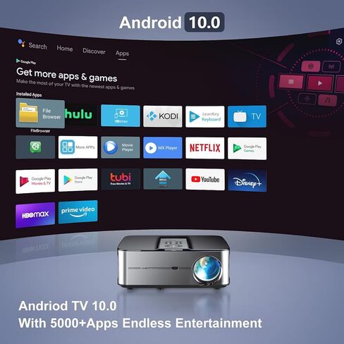 Smart Projector 5G WiFi Bluetooth, Artlii Play3 Outdoor Movie Projector 4K Supported, Android TV 10, Google Voice Assistant, Full HD Native 1080P Projector with Built-in Netflix, YouTube, Prime Video in Kuwait